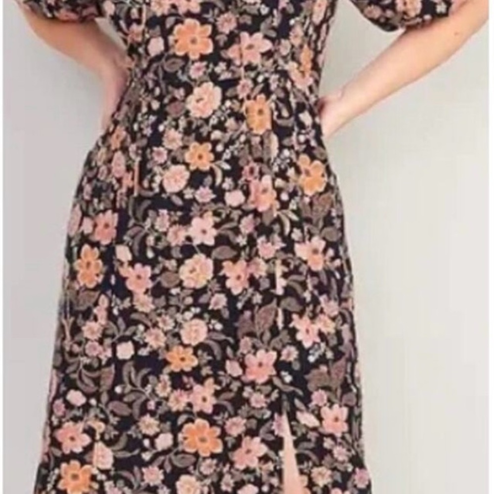 Old Navy Cottagecore XXL Puff Sleeve Floral Midi Empire Waist Smocked Back Dress